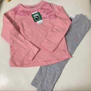 Puma cute pink leggings warm top outfit 4013